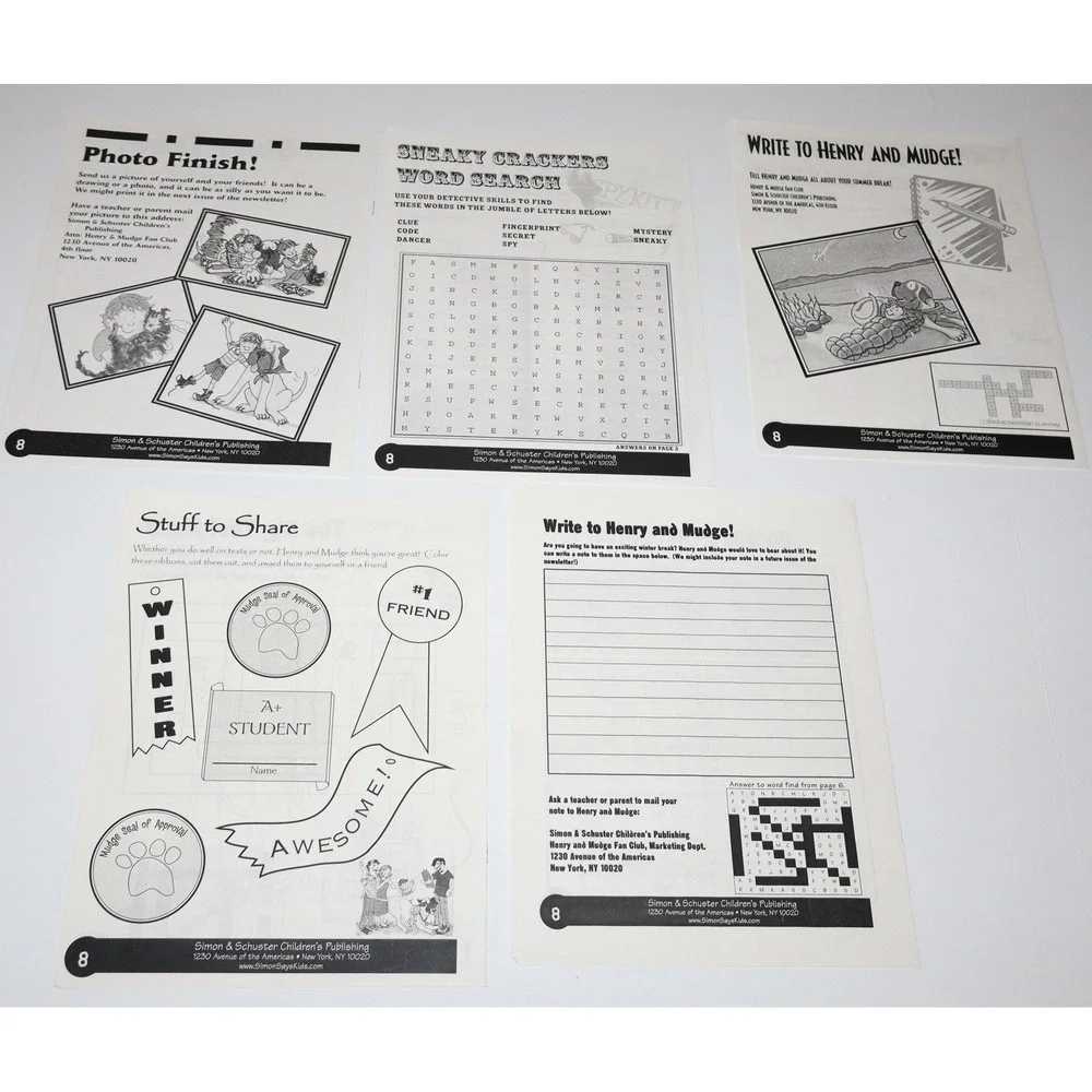 Henry and Mudge Classroom Fan Club Newsletter Activity Lot Vintage